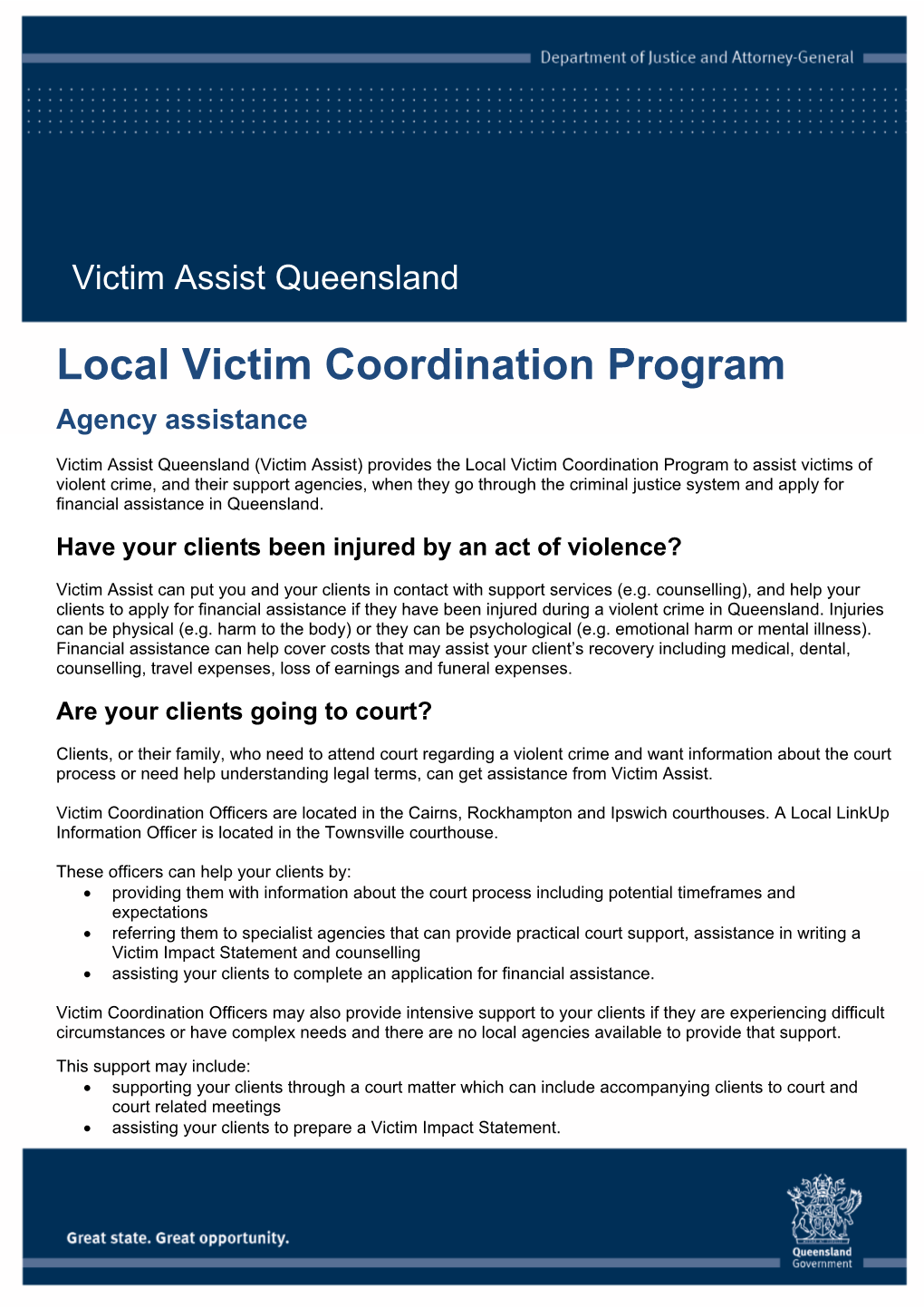 Local Victim Coordination Program