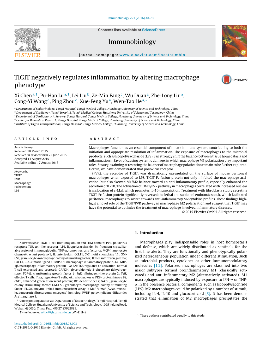 TIGIT Negatively Regulates Inflammation by Altering