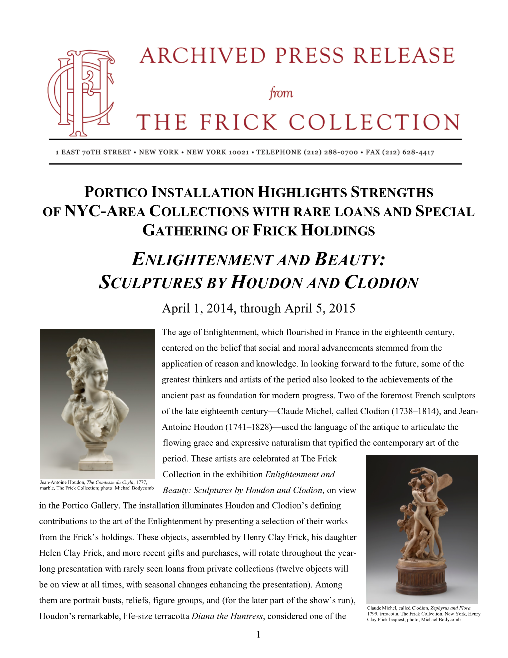 Sculptures by Houdon and Clodion