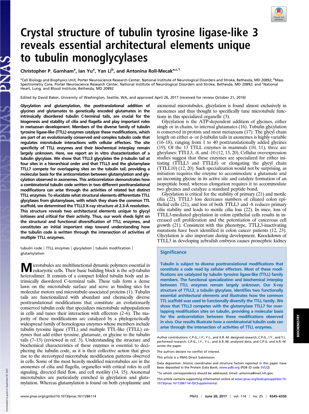 Crystal Structure of Tubulin Tyrosine Ligase-Like 3 Reveals Essential Architectural Elements Unique to Tubulin Monoglycylases