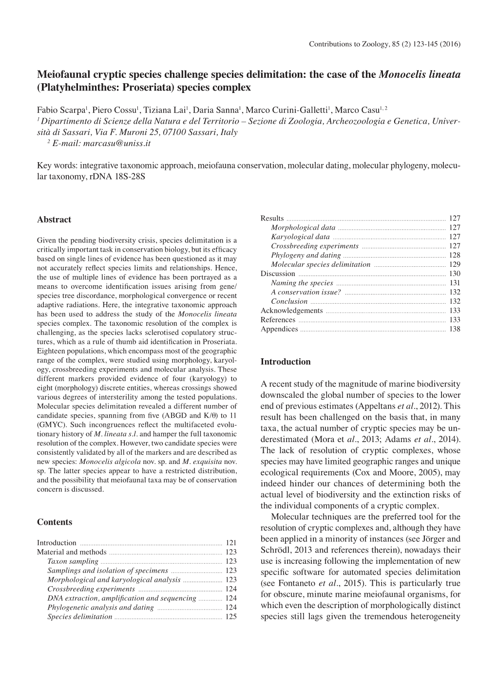 Meiofaunal Cryptic Species Challenge Species Delimitation: the Case of the Monocelis Lineata (Platyhelminthes: Proseriata) Species Complex