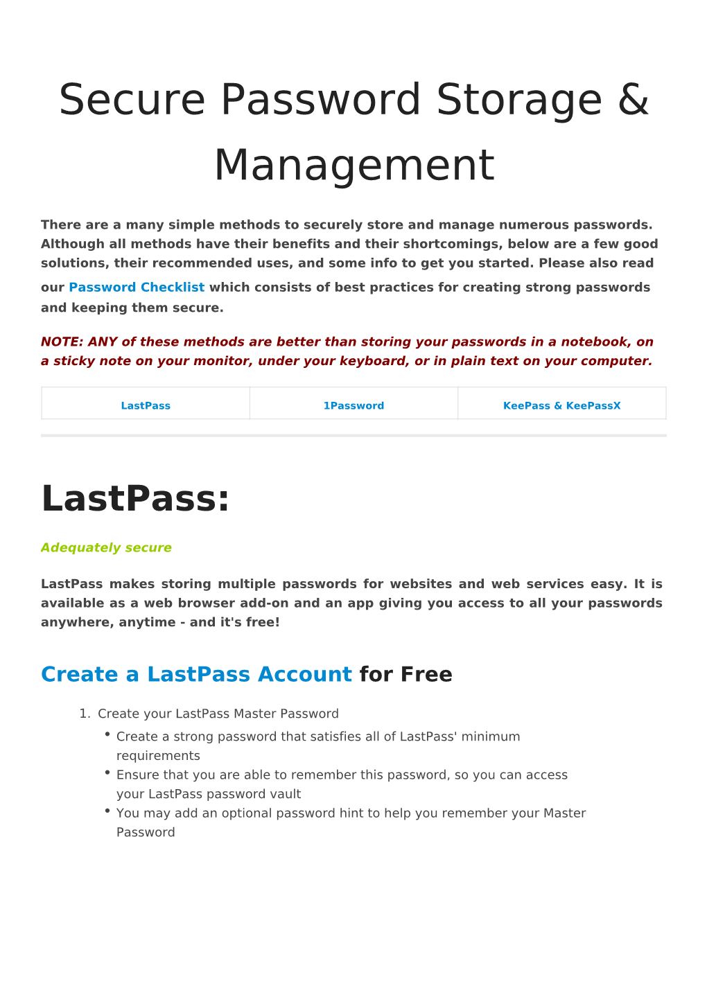 Secure Password Storage & Management