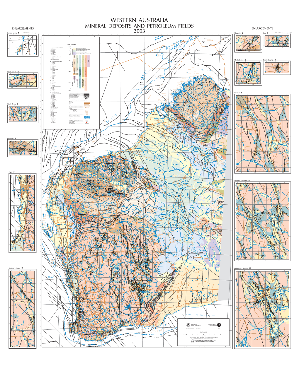 Western Australia Mineral Deposits and Petroleum Fields 2003