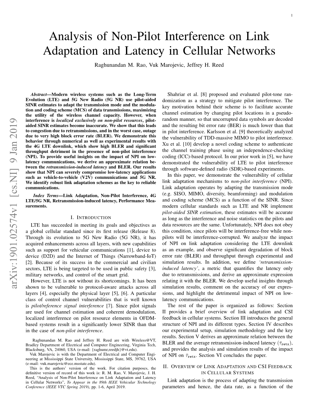 Analysis of Non-Pilot Interference on Link Adaptation and Latency in Cellular Networks Raghunandan M