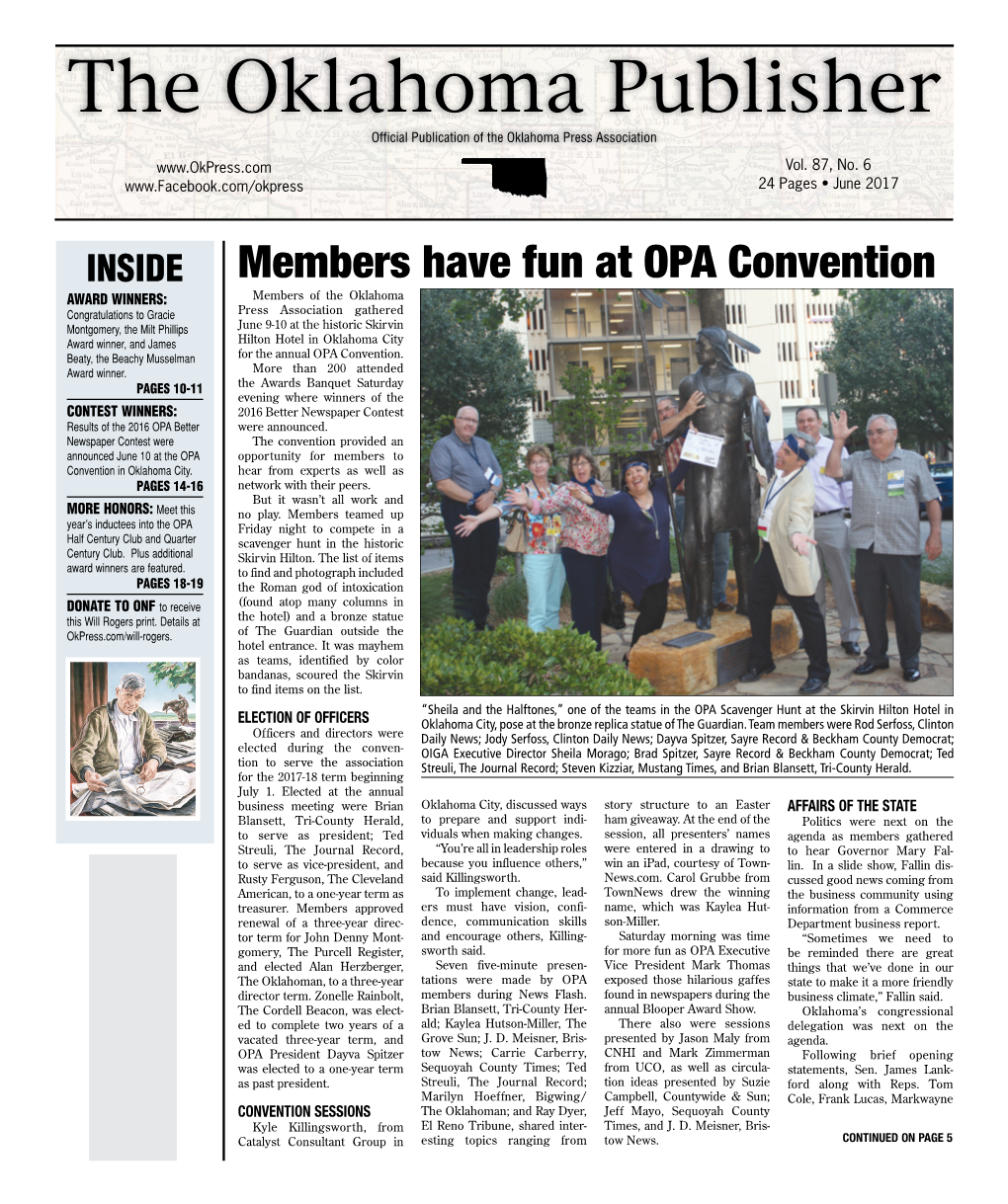 The Oklahoma Publisher Official Publication of the Oklahoma Press Association