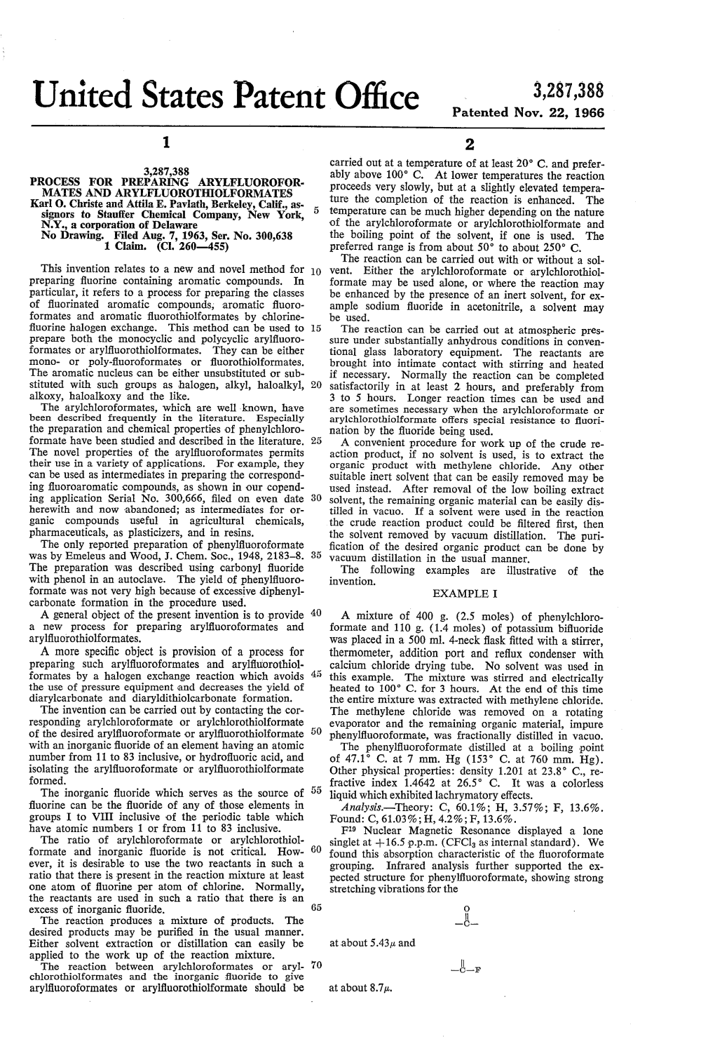 United States Patent Office Patented Nov