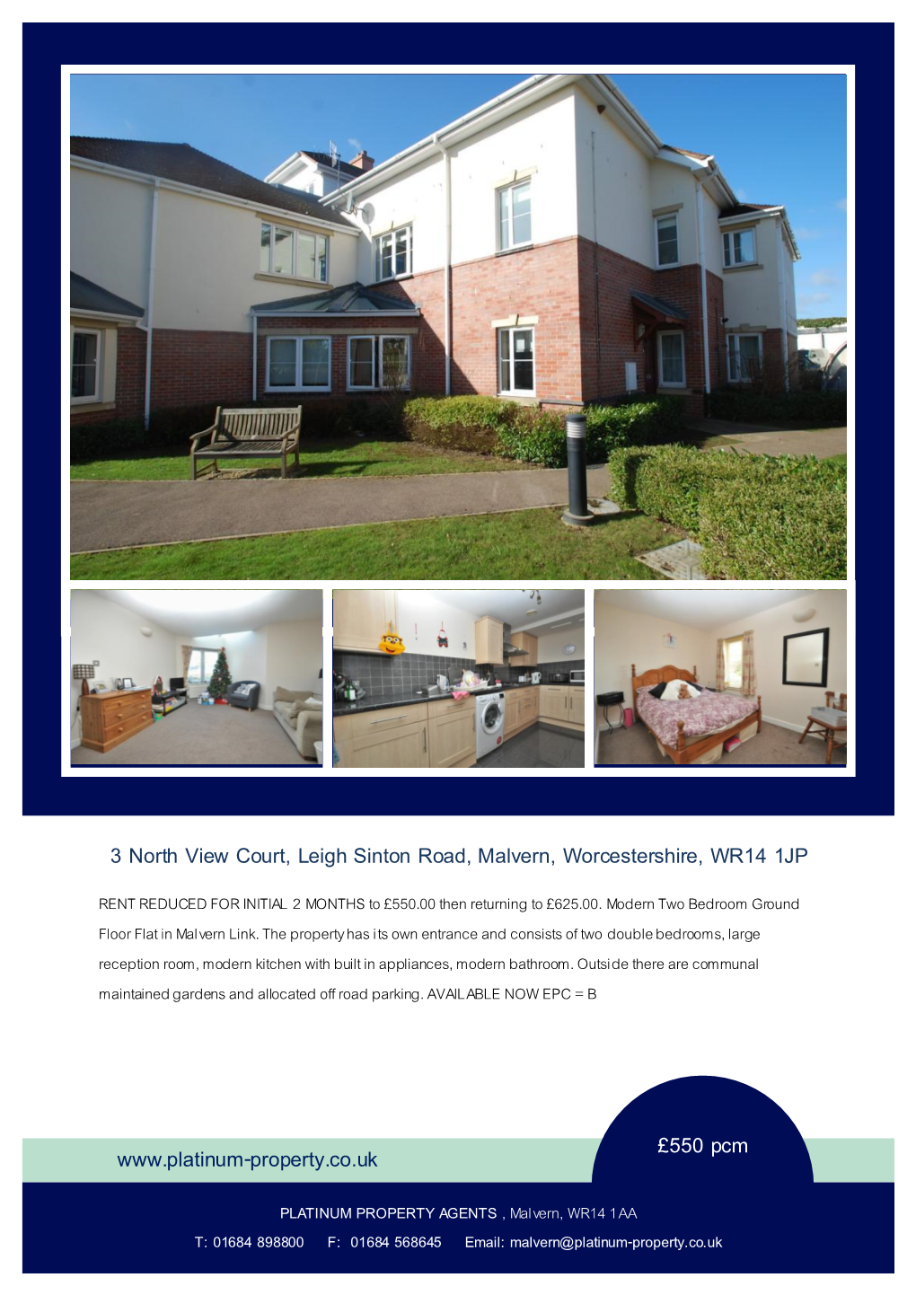 £550 Pcm 3 North View Court, Leigh Sinton Road, Malvern