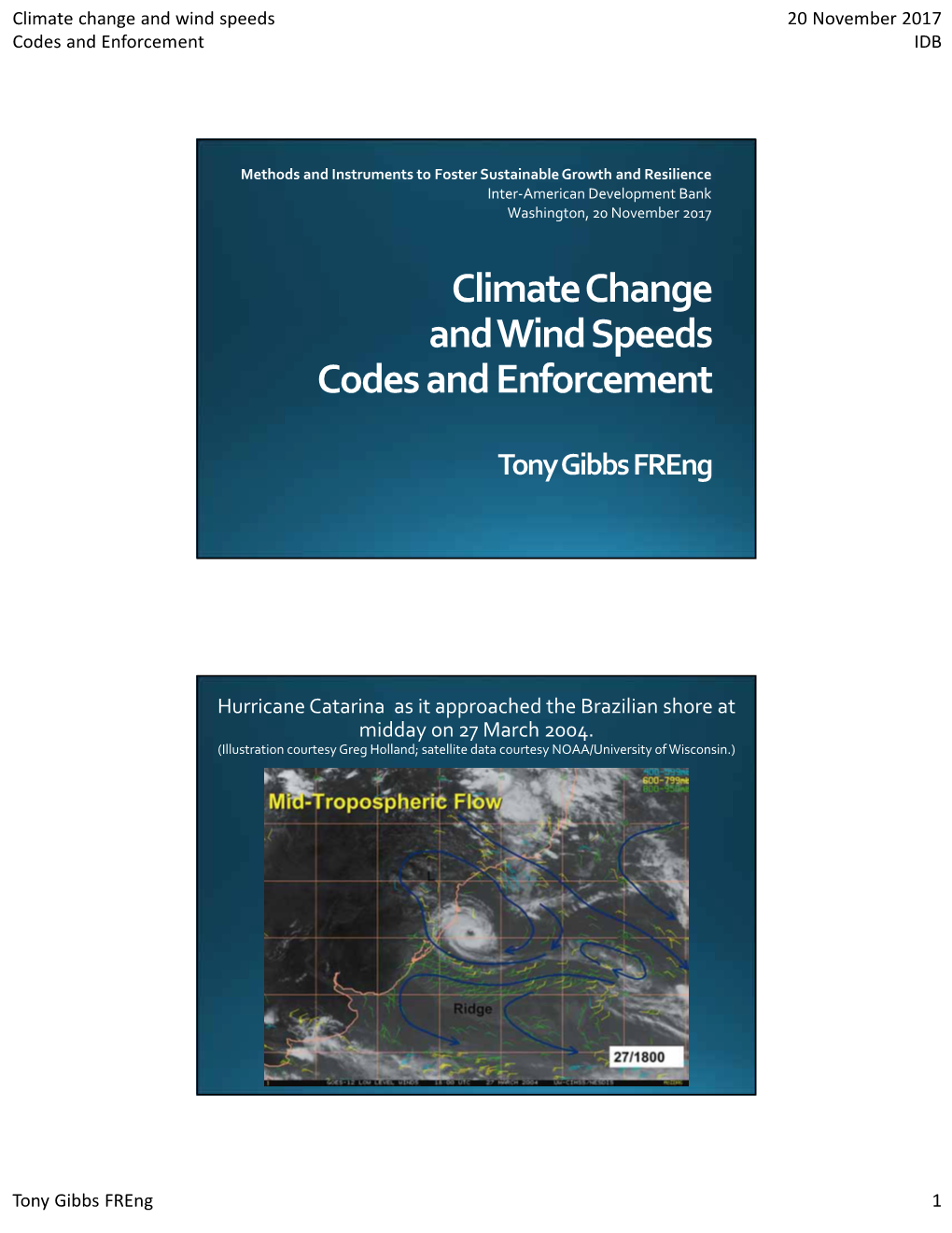 Climate Change and Wind Speeds Codes and Enforcement Tony