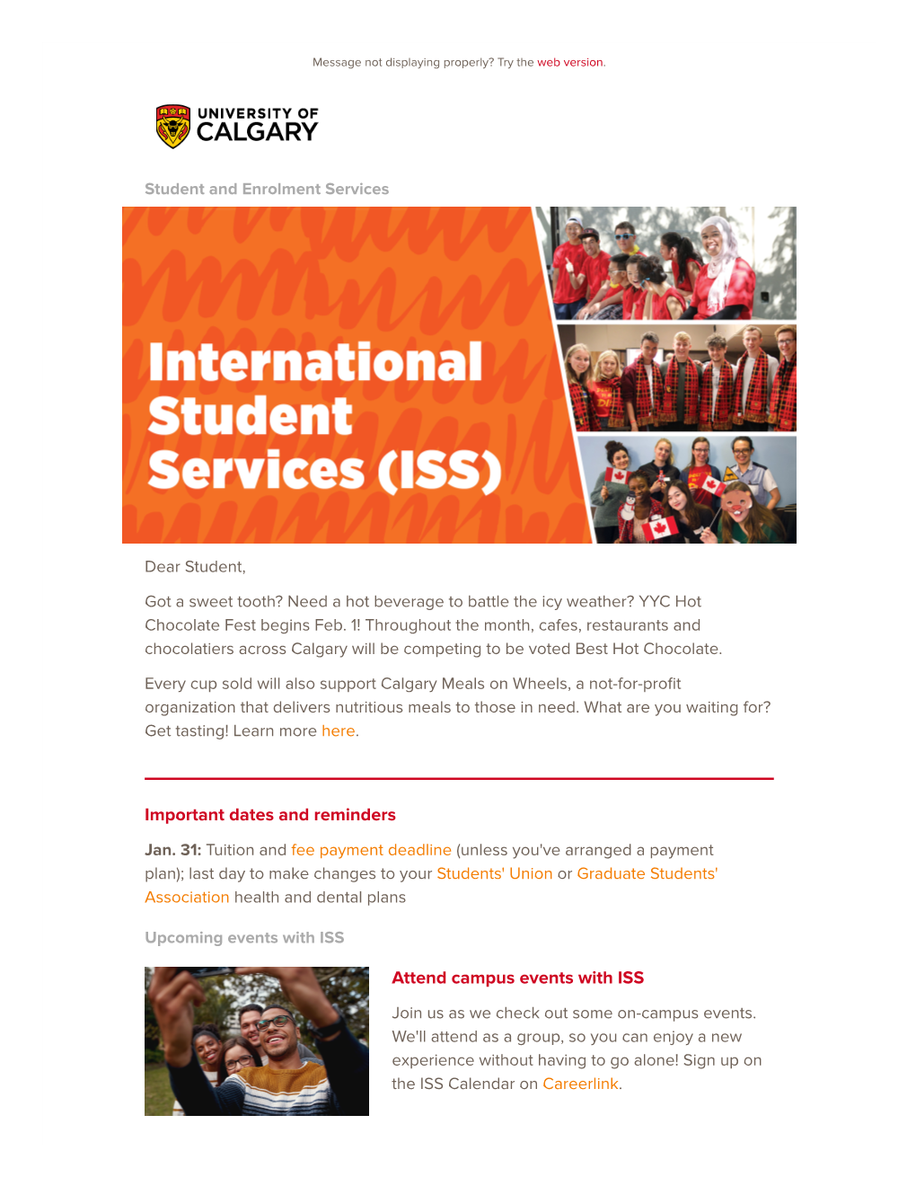 Attend Campus Events with ISS Important