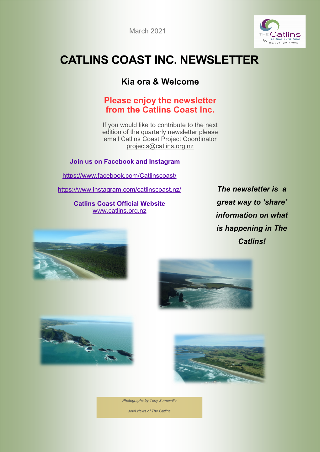 Catlins Coast Inc. Newsletter