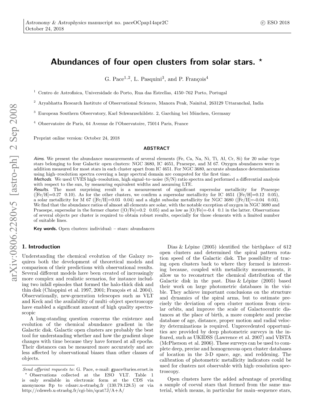 Abundances of Four Open Clusters from Solar Stars