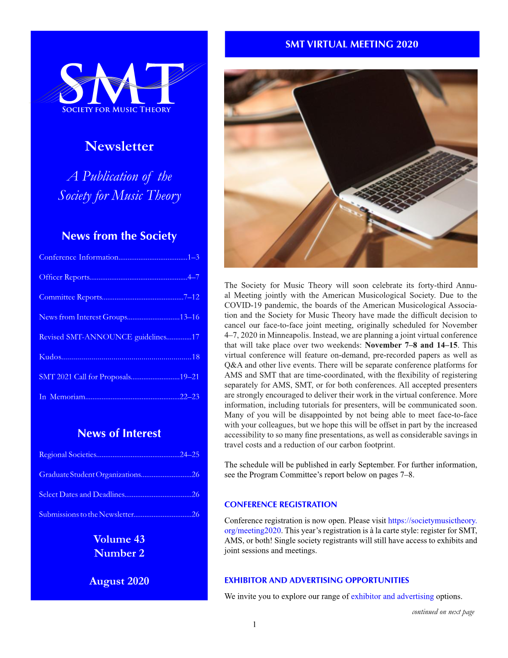 Newsletter a Publication of the Society for Music Theory