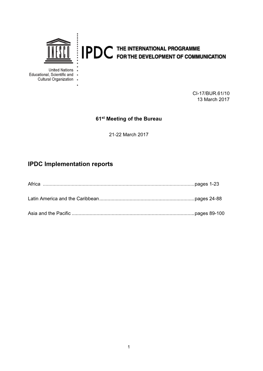 IPDC Implementation Reports