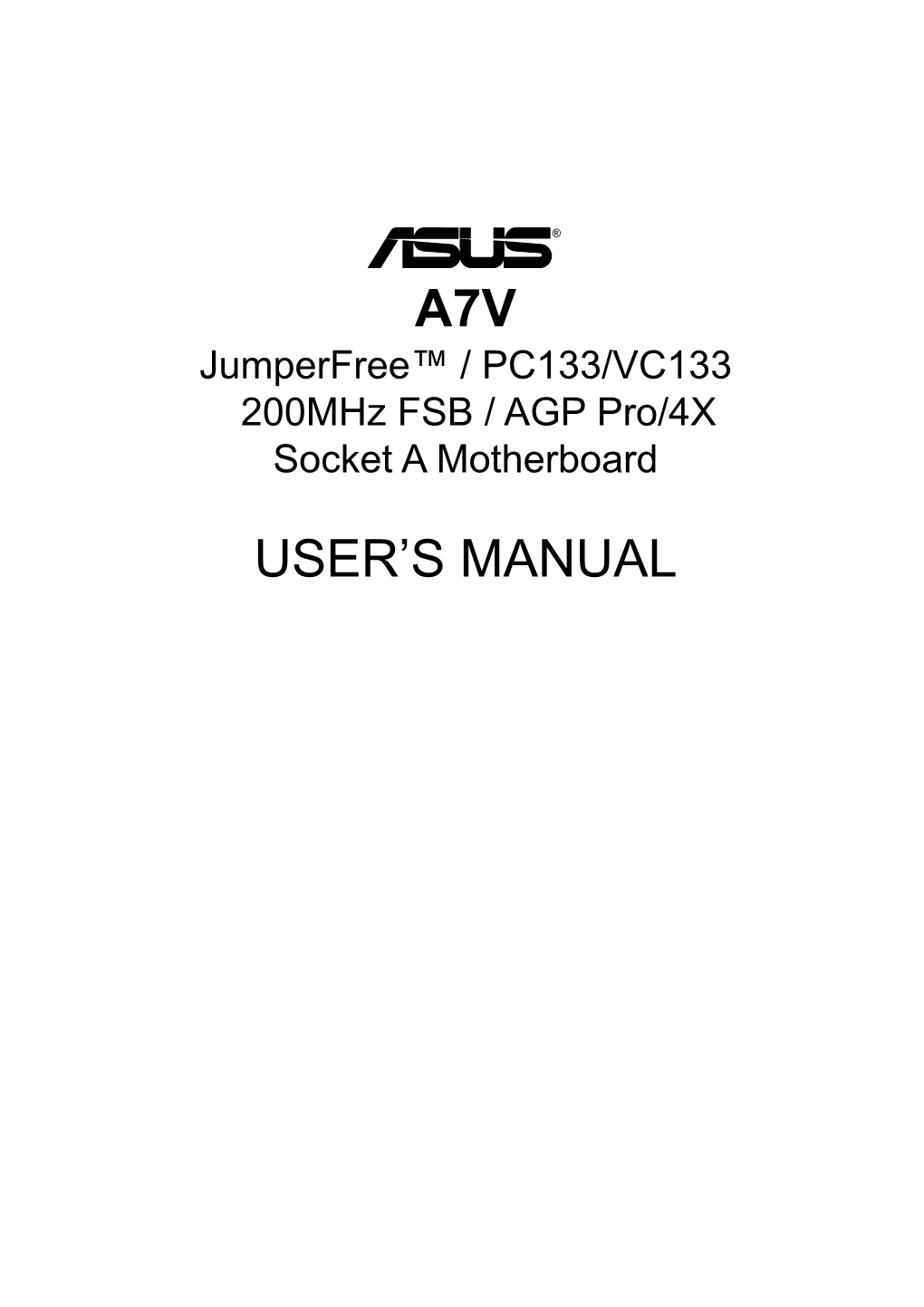 ASUS A7V User's Manual