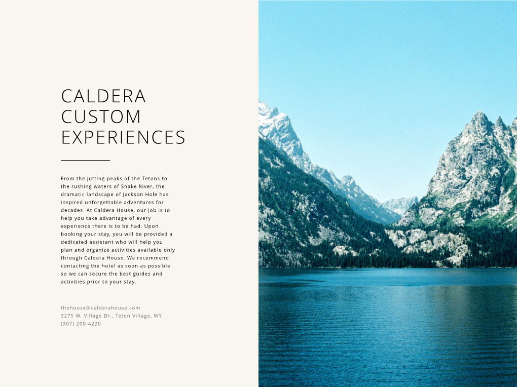 Caldera Custom Experiences