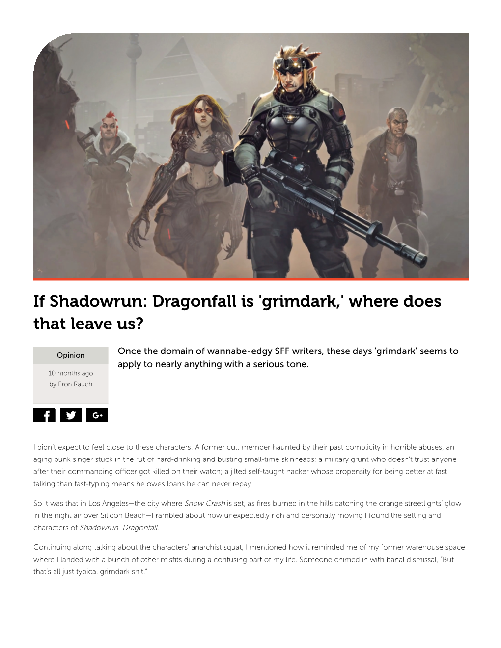 If Shadowrun: Dragonfall Is 'Grimdark,' Where Does That Leave Us?