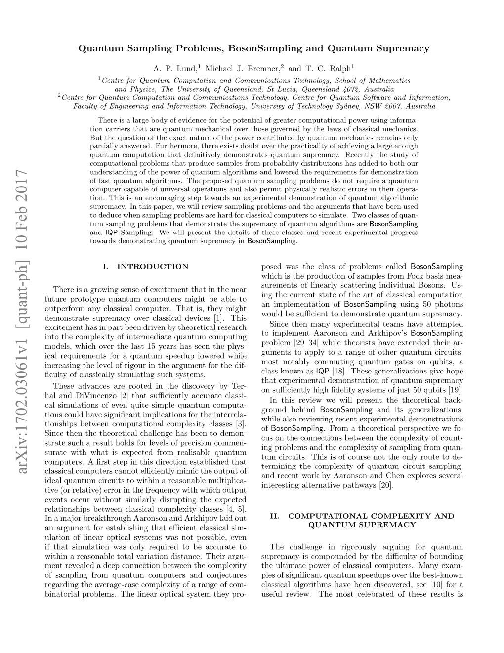 Arxiv:1702.03061V1 [Quant-Ph] 10 Feb 2017