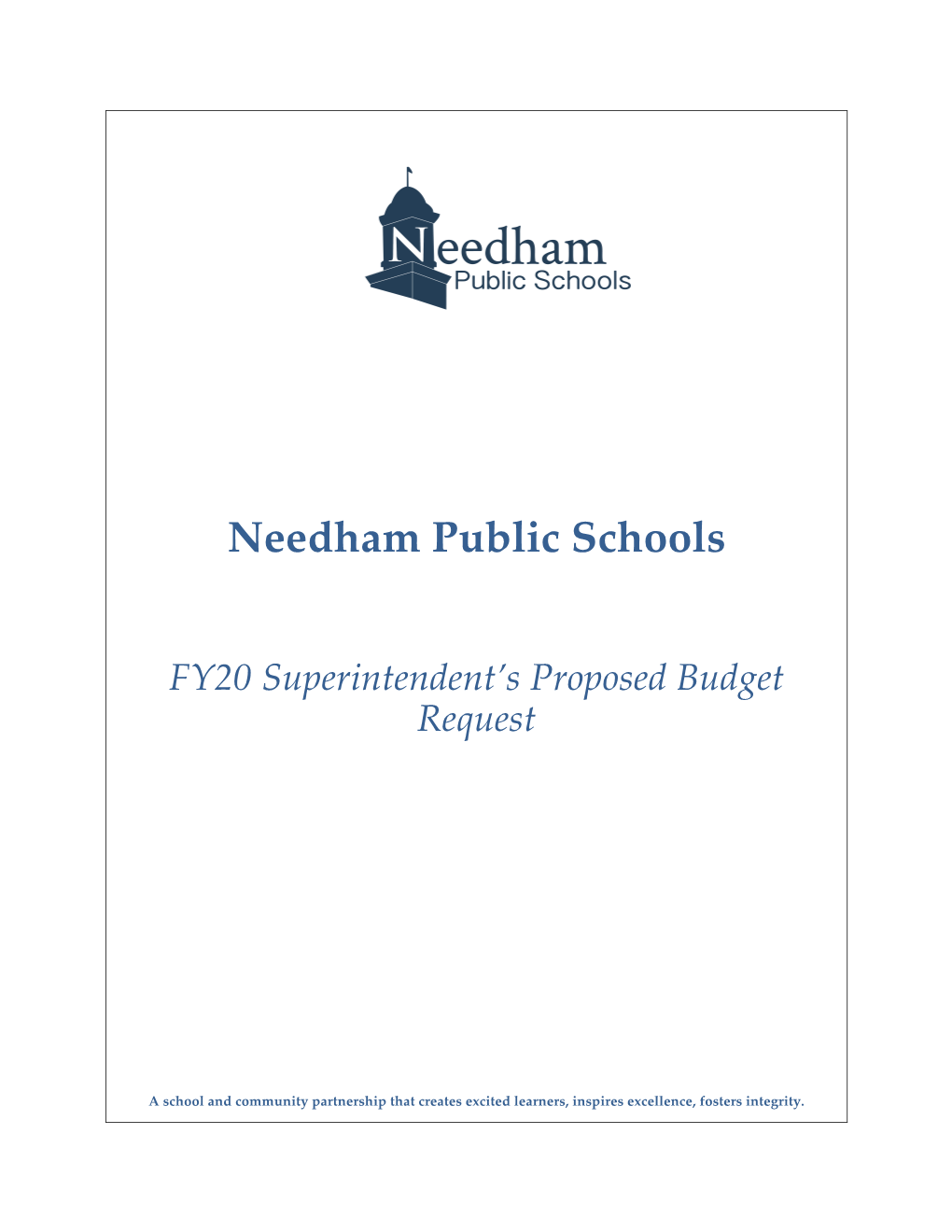 FY20 Superintendent's Proposed Budget Request