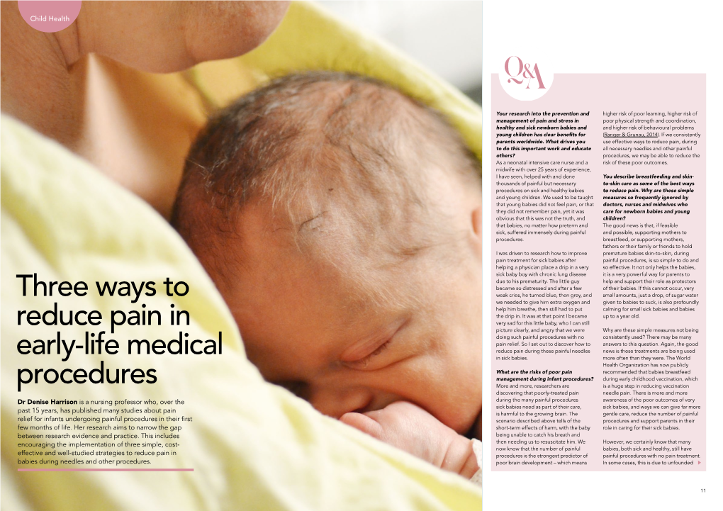 Three Ways to Reduce Pain in Early-Life Medical Procedures