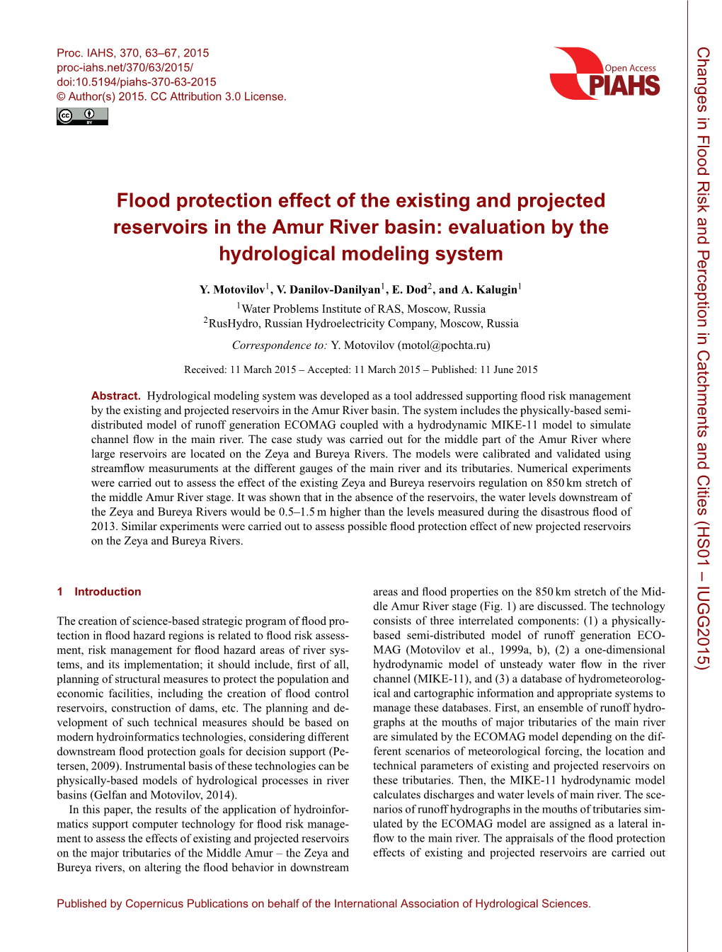 Flood Protection Effect of the Existing and Projected Reservoirs in the Amur River Basin: Evaluation by the Hydrological Modeling System