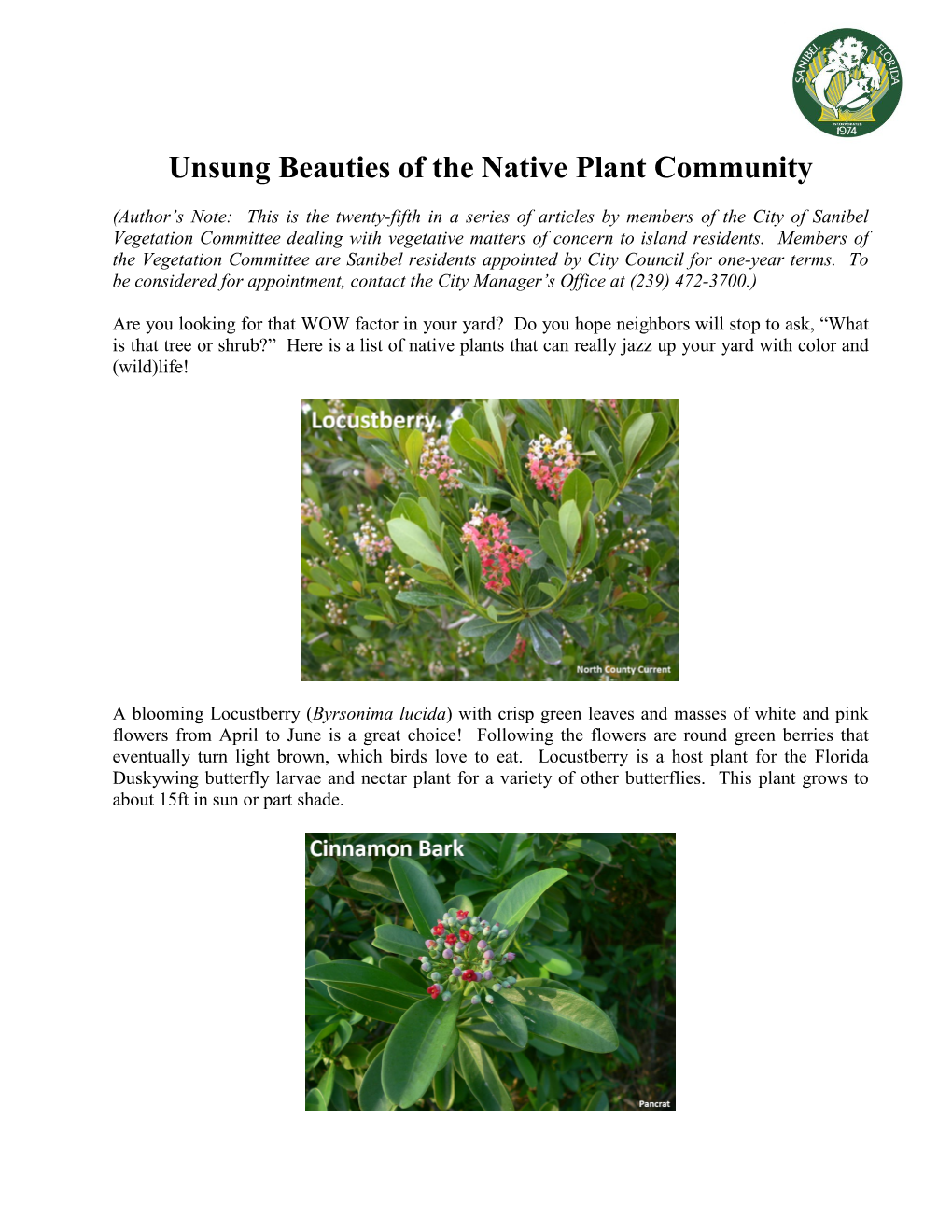 Unsung Beauties of the Native Plant Community