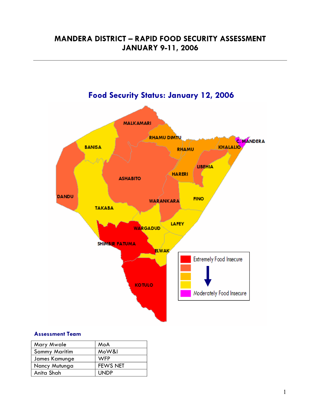 Food Security Status: January 12, 2006