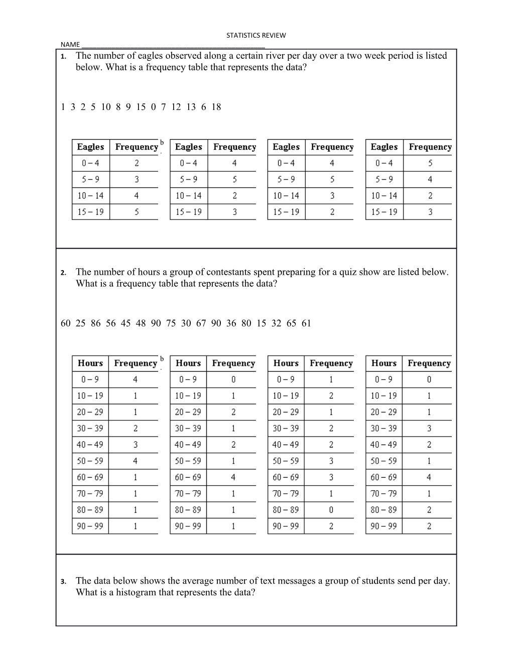 Statistics Review