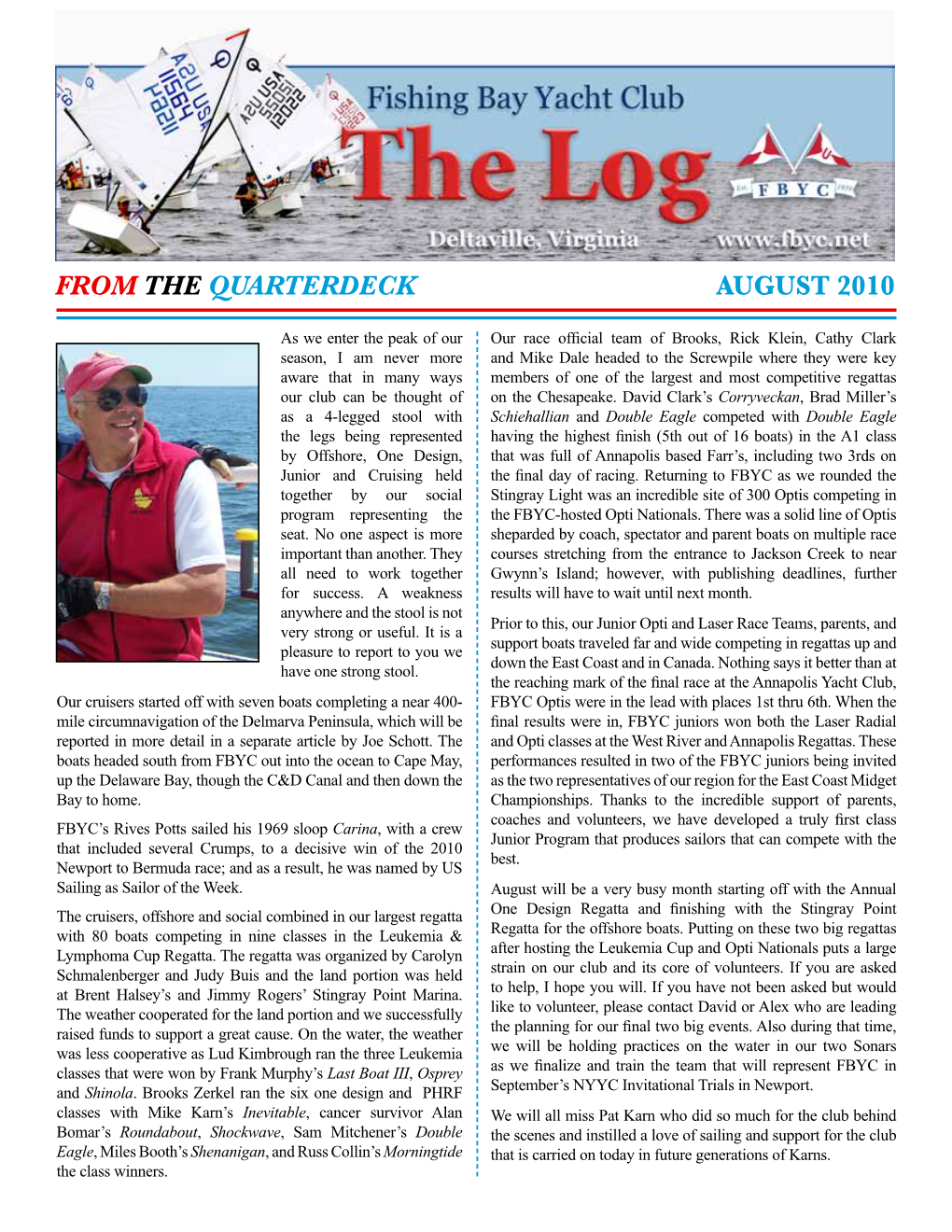 From the Quarterdeck August 2010