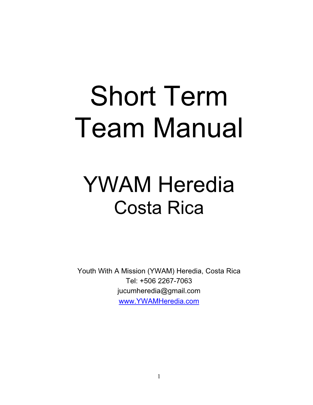 Short Term Team Manual