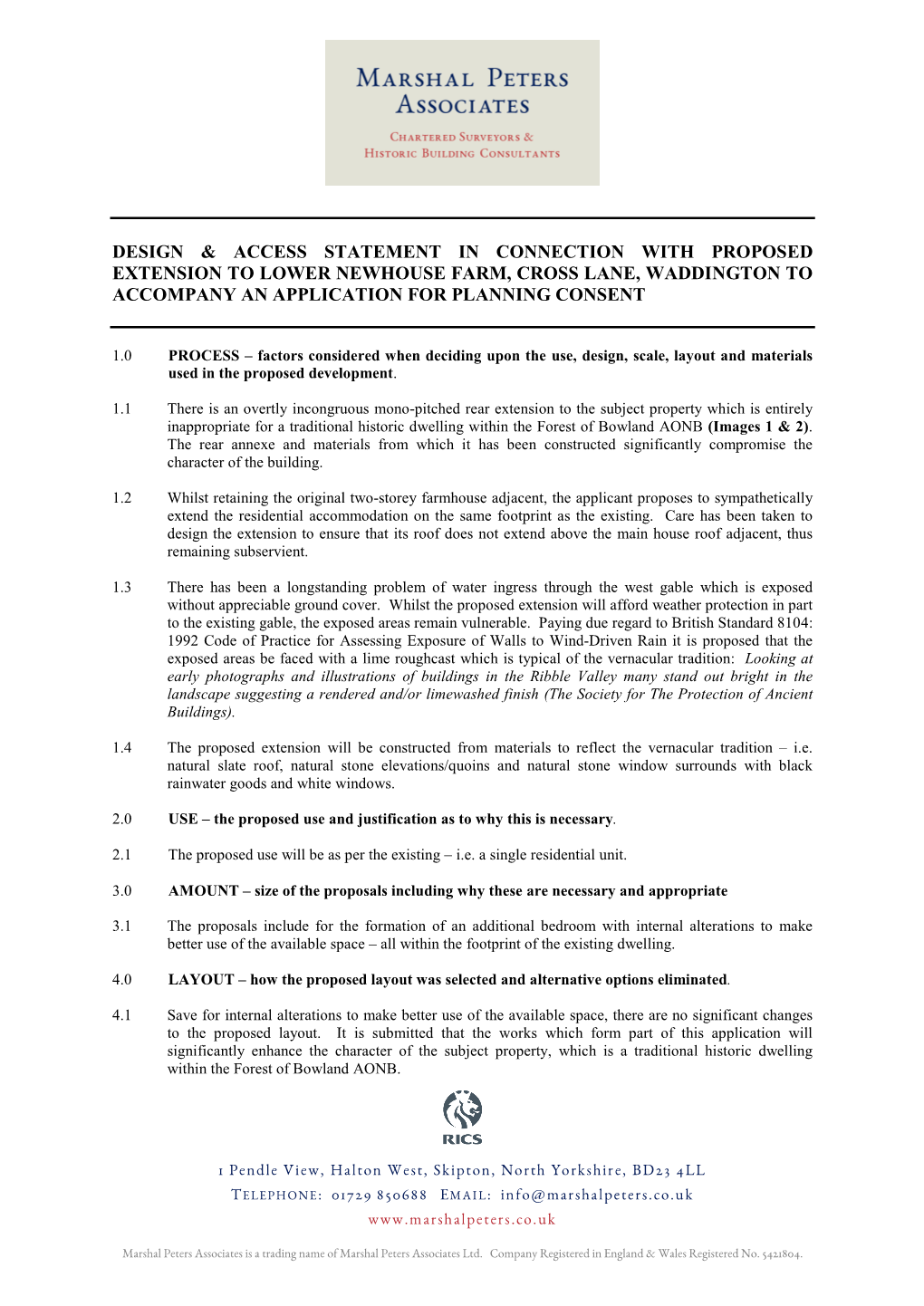 Design & Access Statement in Connection with Proposed