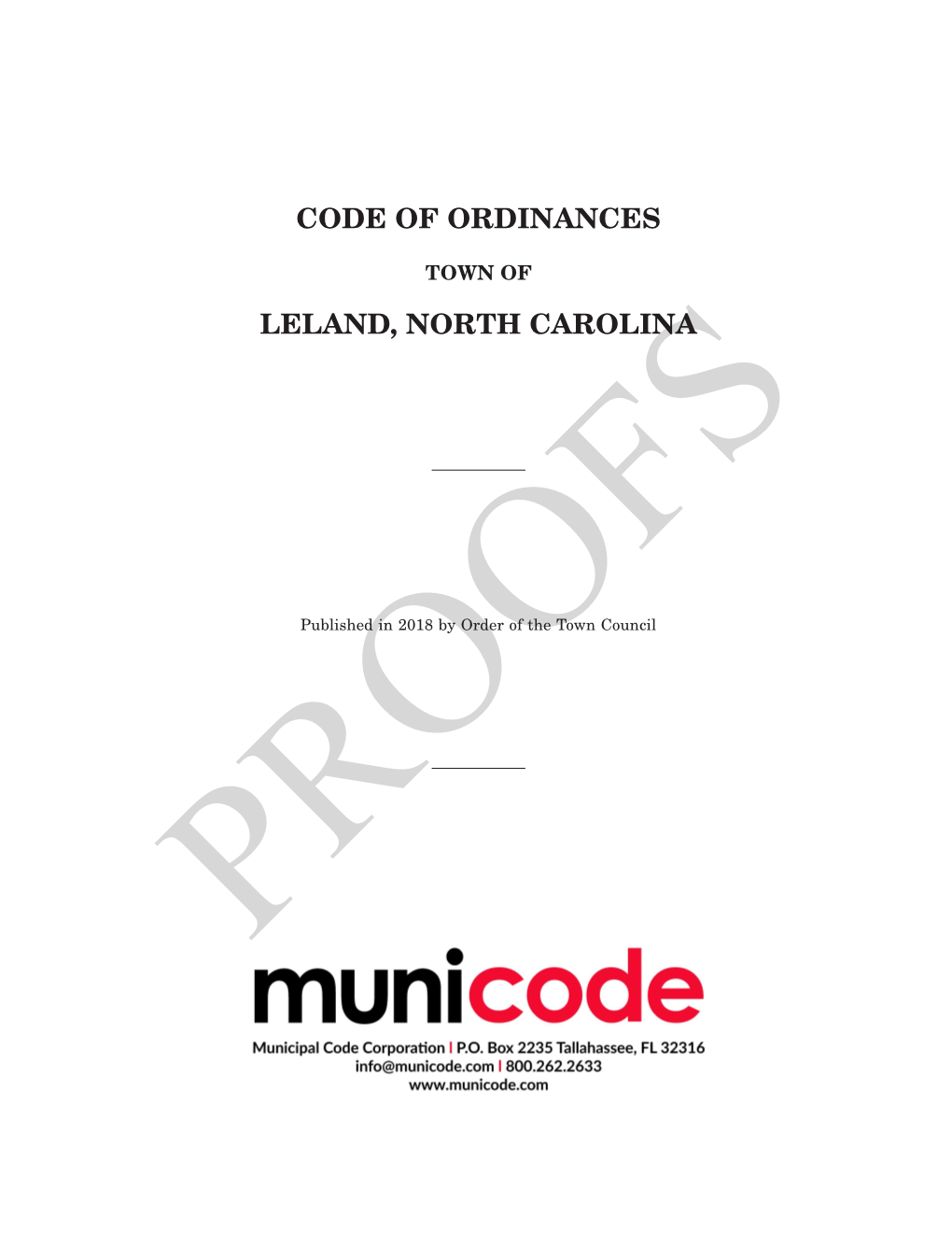 Code of Ordinances Leland, North Carolina