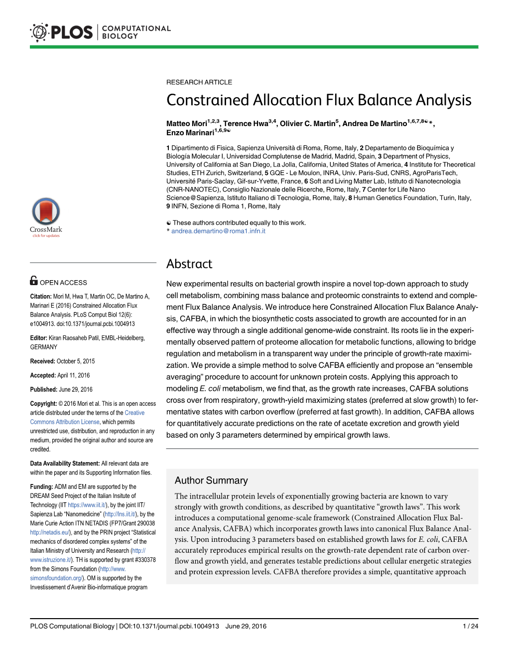 Constrained Allocation Flux Balance Analysis