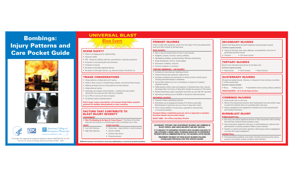 Bombings: Injury Patterns and Care Pocket Guide