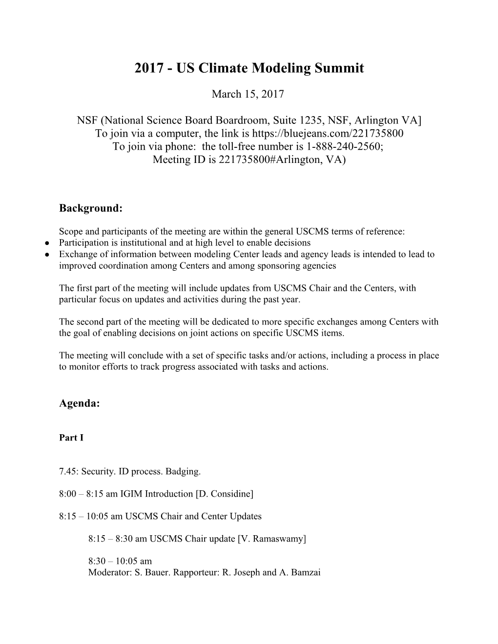 2017 - US Climate Modeling Summit