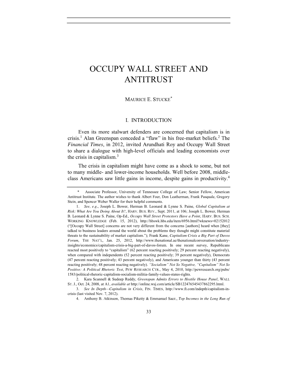 Occupy Wall Street and Antitrust