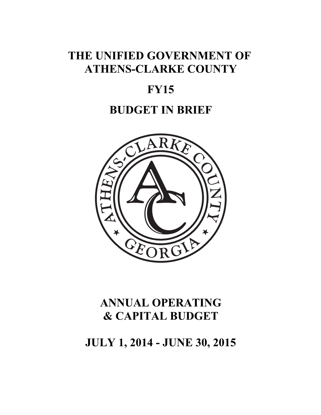 The Unified Government of Athens-Clarke County Fy15