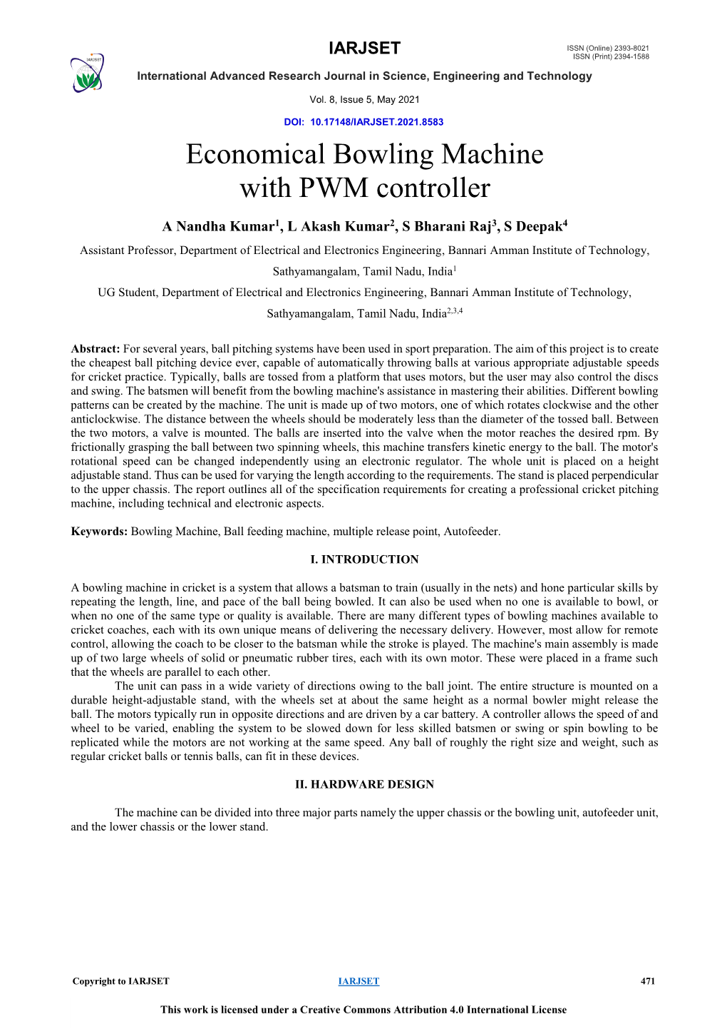 Economical Bowling Machine with PWM Controller