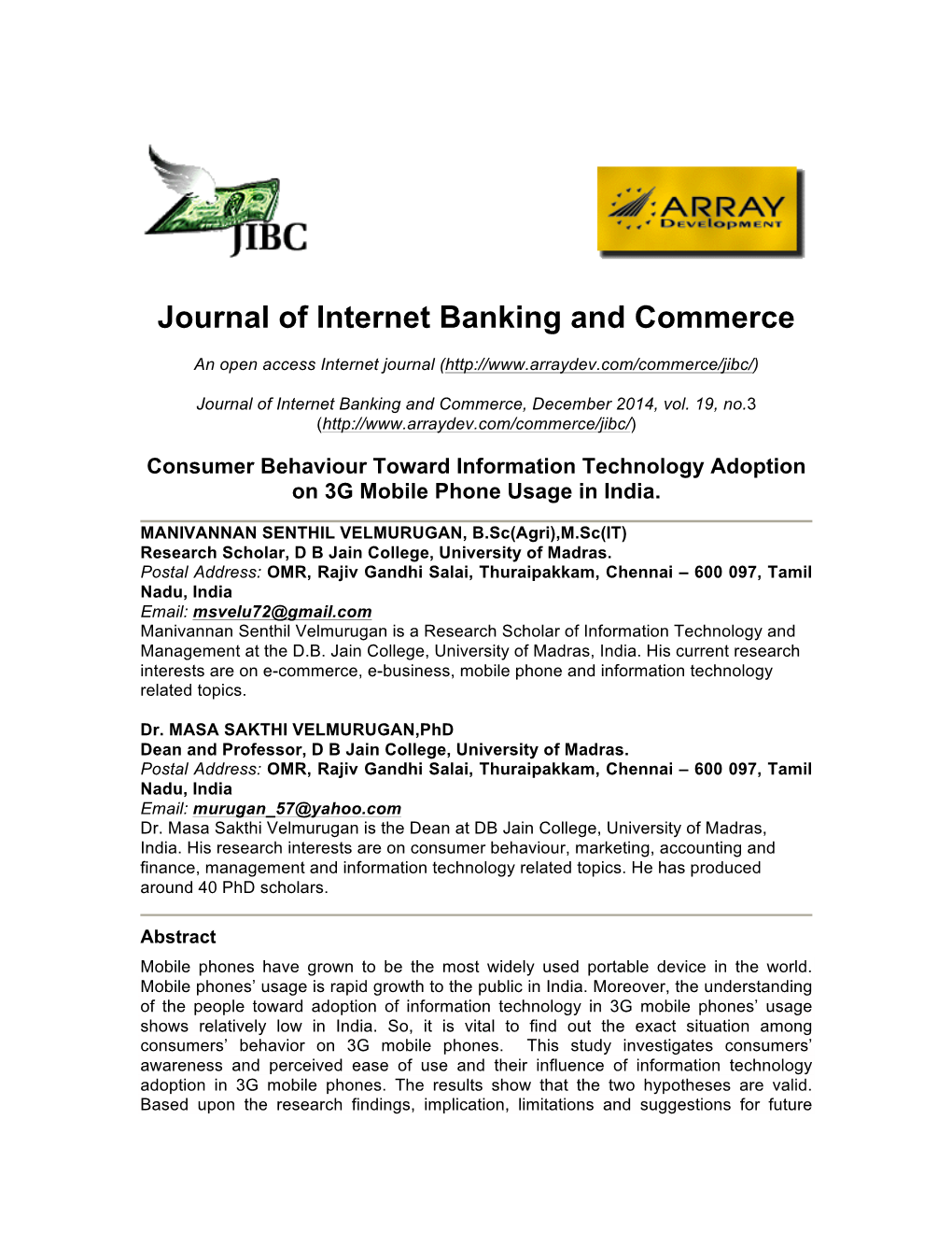 Journal of Internet Banking and Commerce