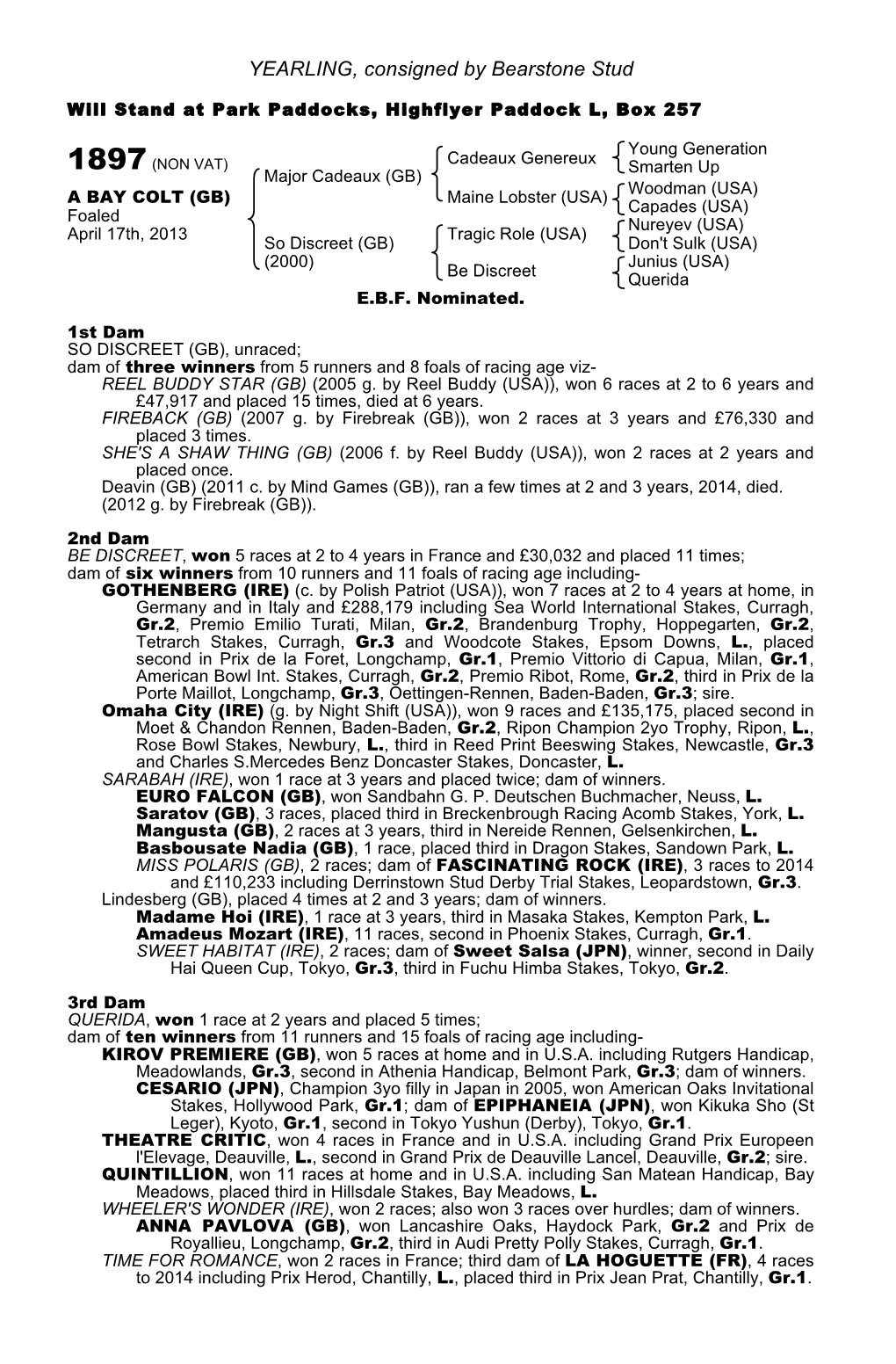 Tattersalls October Yearling Sale Book 1