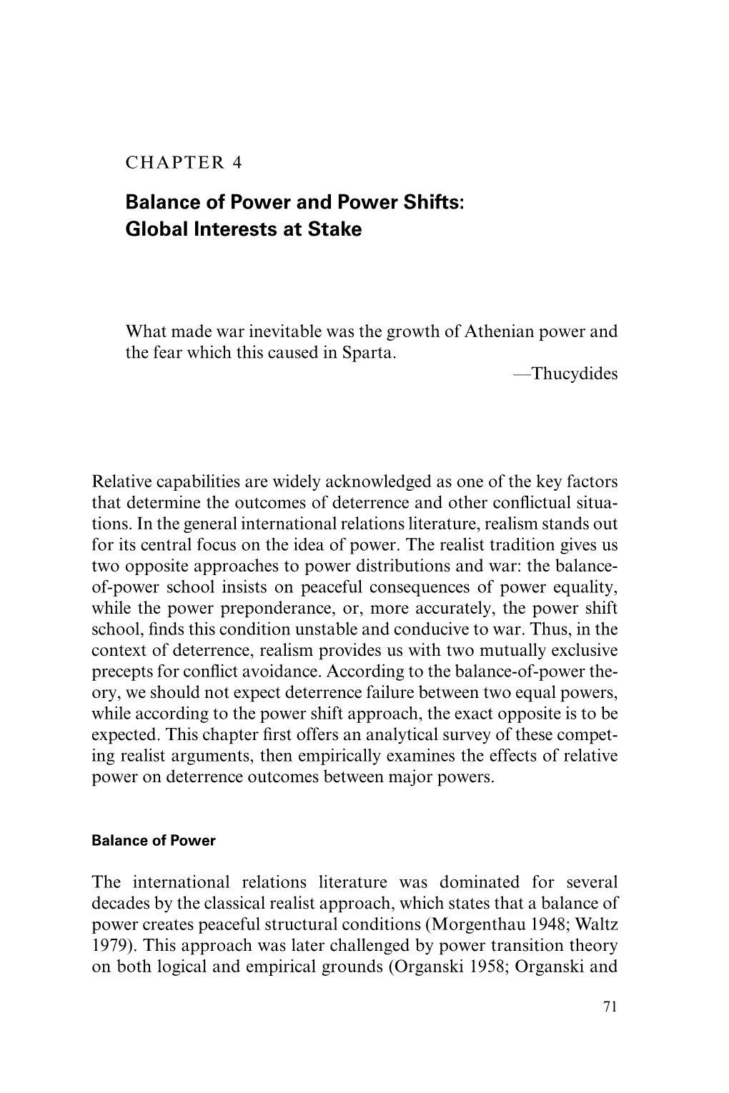 Balance of Power and Power Shifts: Global Interests at Stake