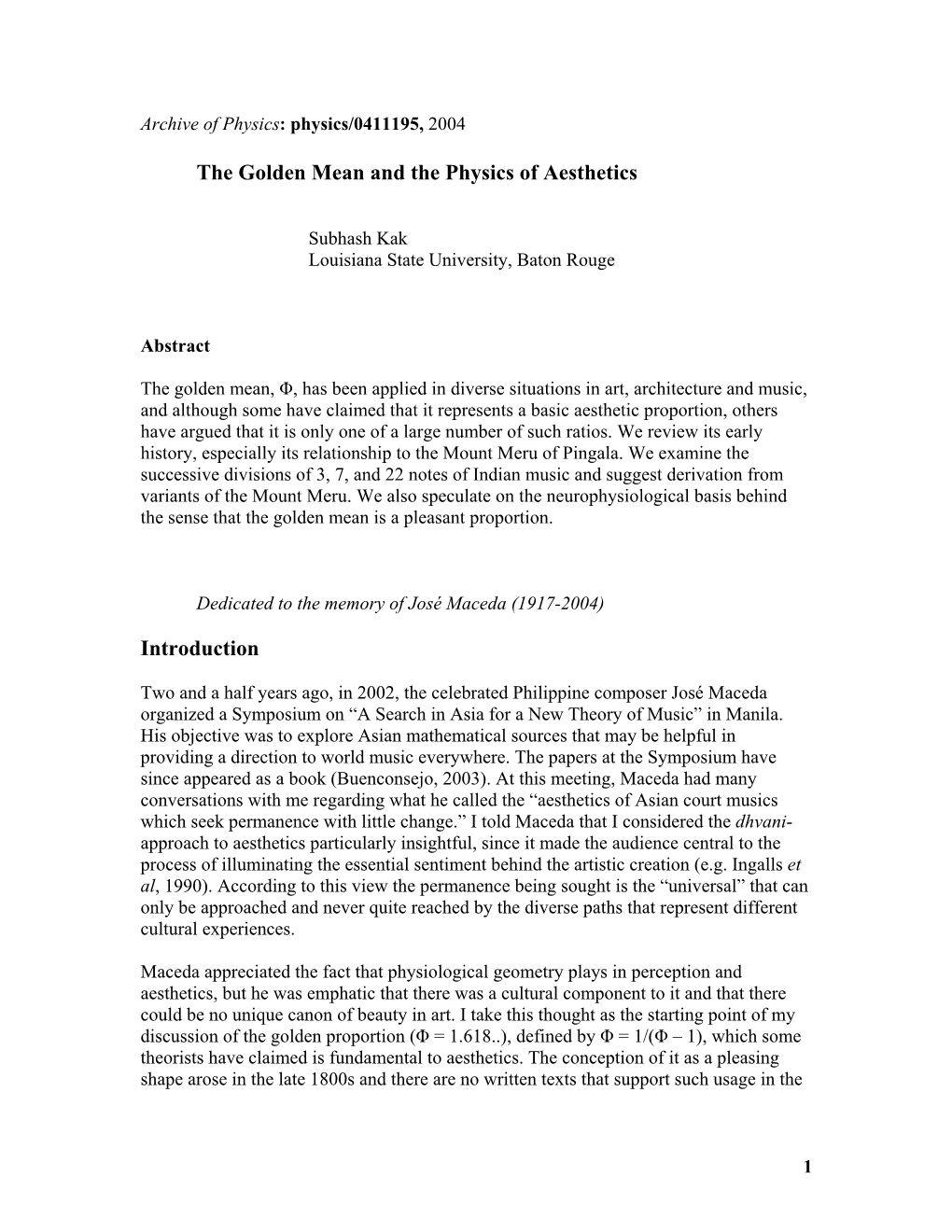 A Note on the Golden Mean and Fibonacci Numbers