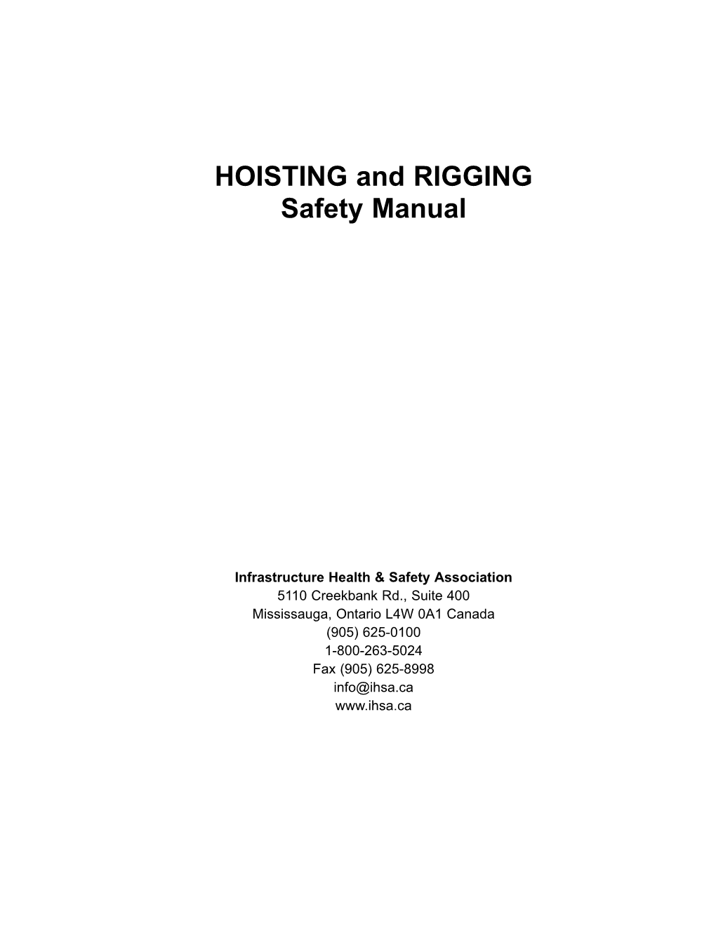 HOISTING and RIGGING Safety Manual