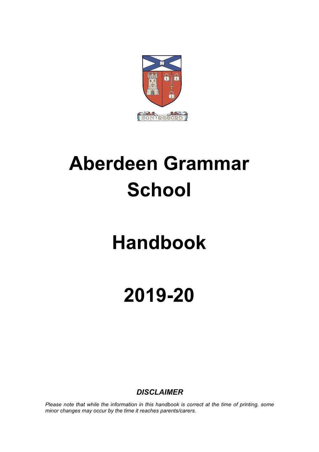 Aberdeen Grammar School Handbook 2019-20