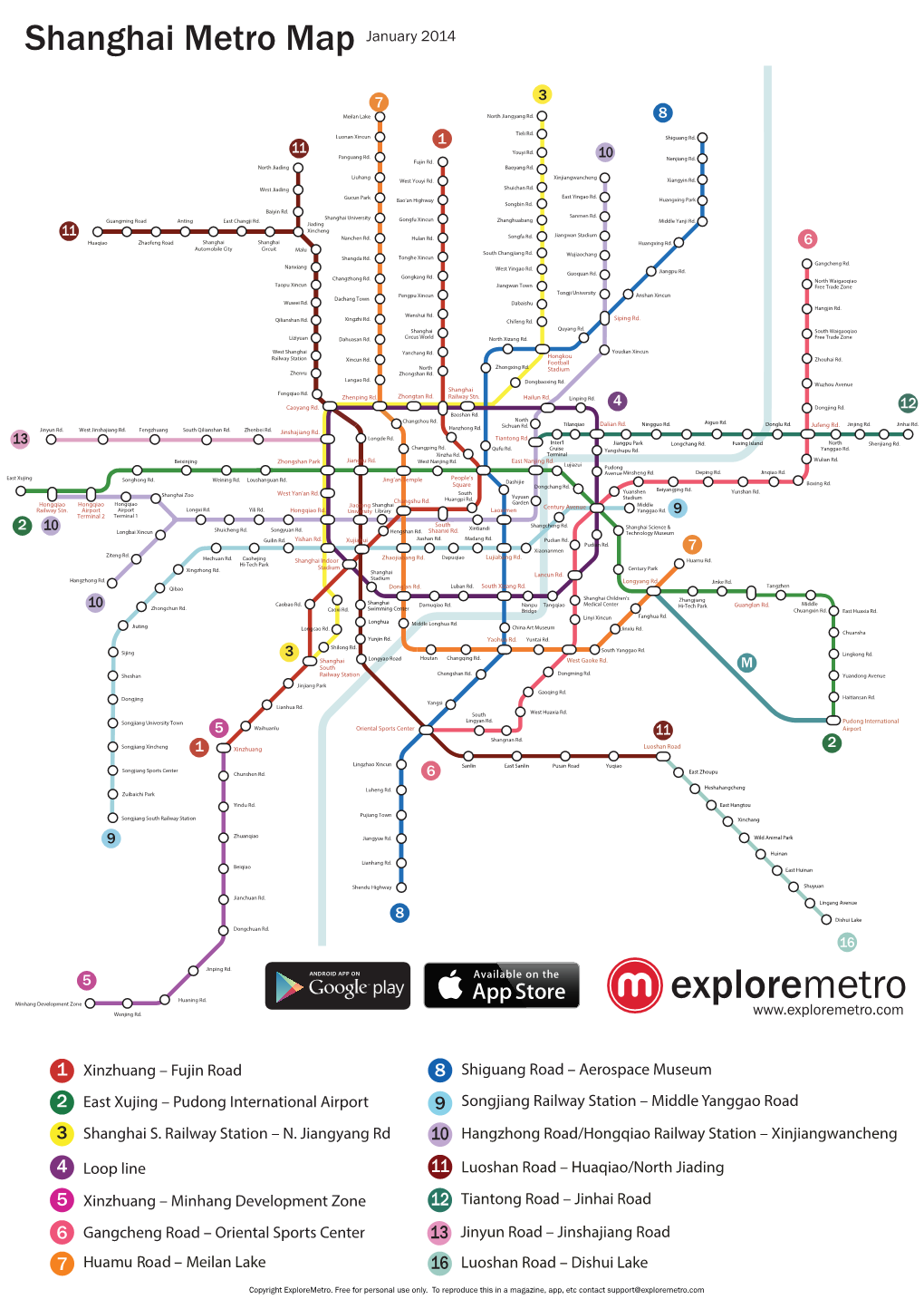 Shanghai Metro Map January 2014