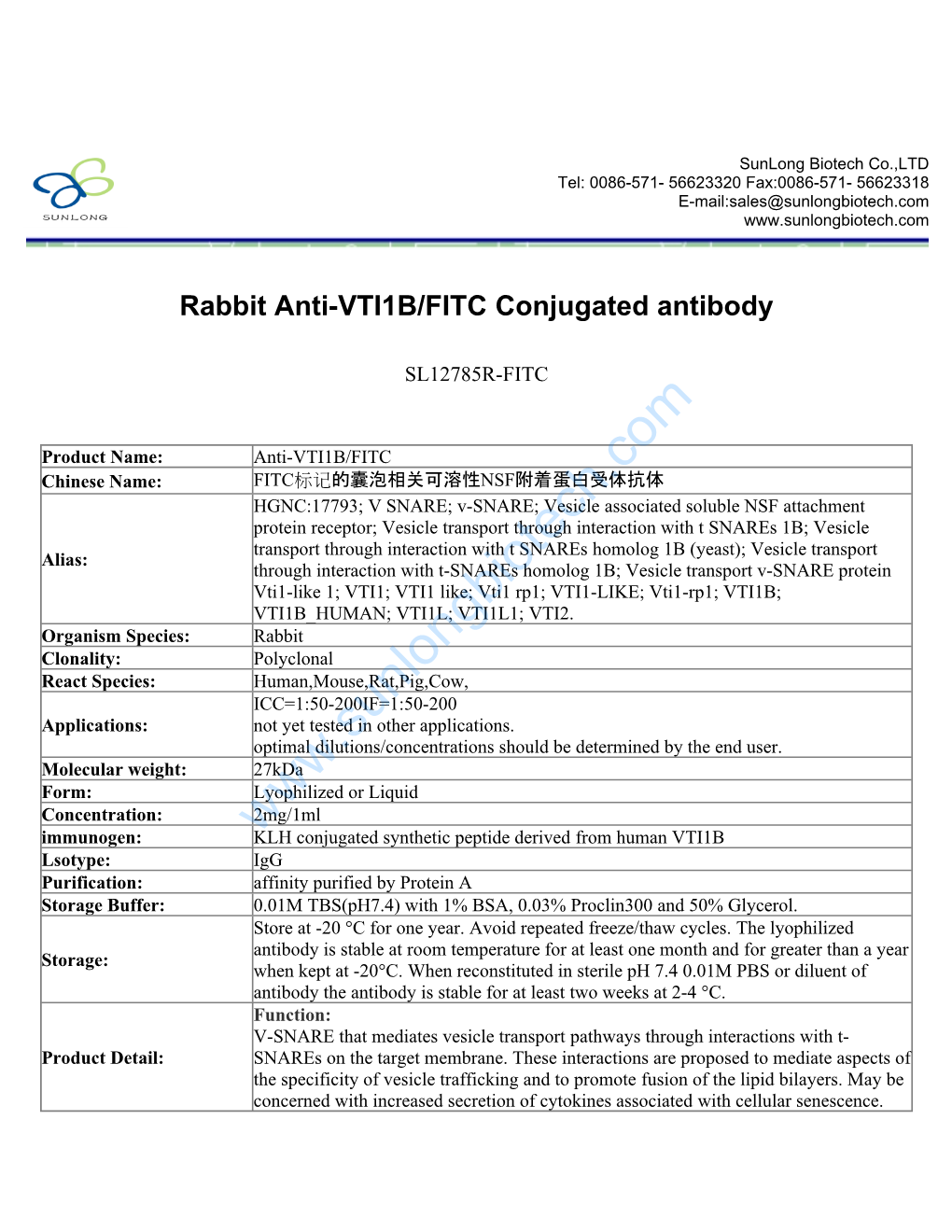 Rabbit Anti-VTI1B/FITC Conjugated Antibody