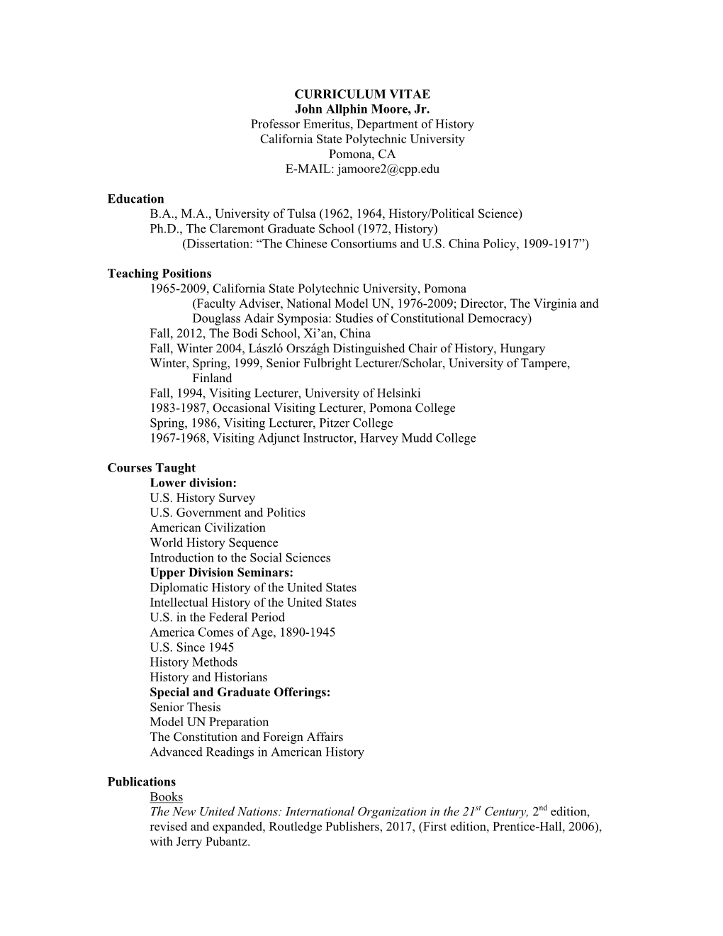 Curriculum Vitae for Dr. Moore (PDF)