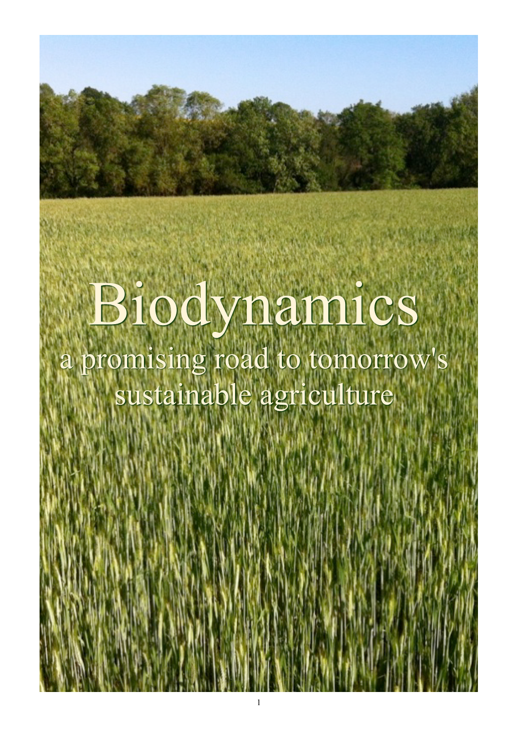 Biodynamics a Promising Road to Tomorrow's Sustainable Agriculture