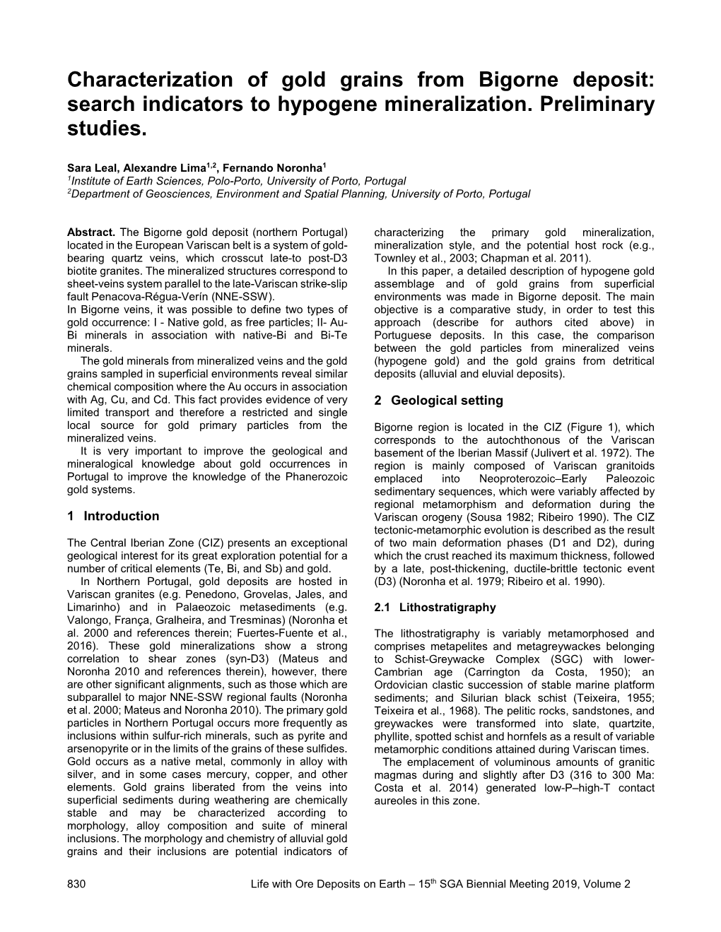 Characterization of Gold Grains from Bigorne Deposit: Search Indicators to Hypogene Mineralization