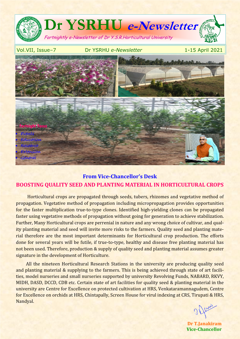 Dr.YSRHU E-Newsletter Vol