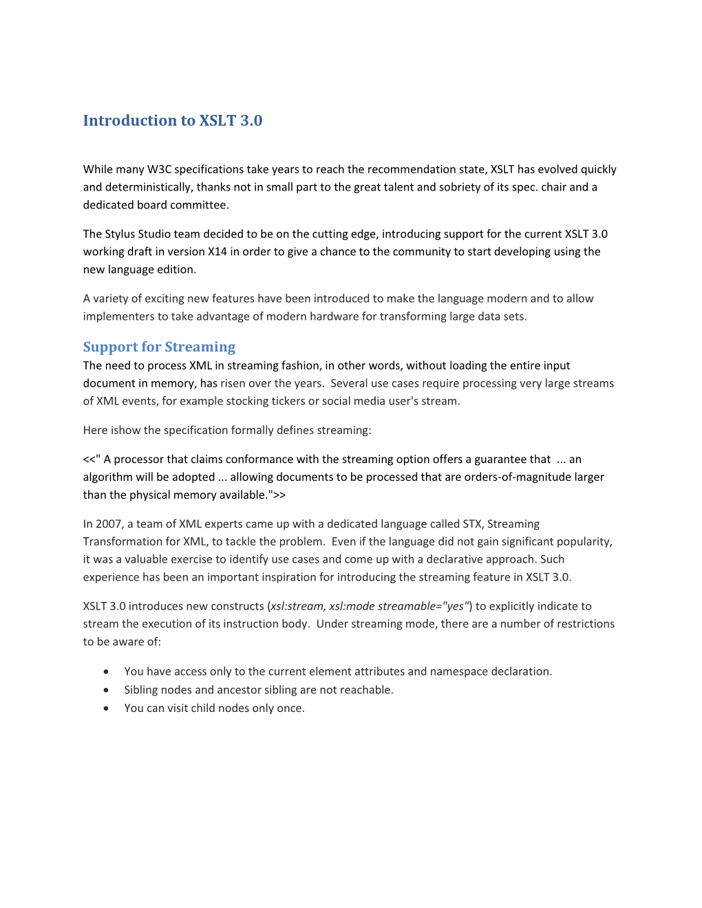 Introduction to XSLT 3.0